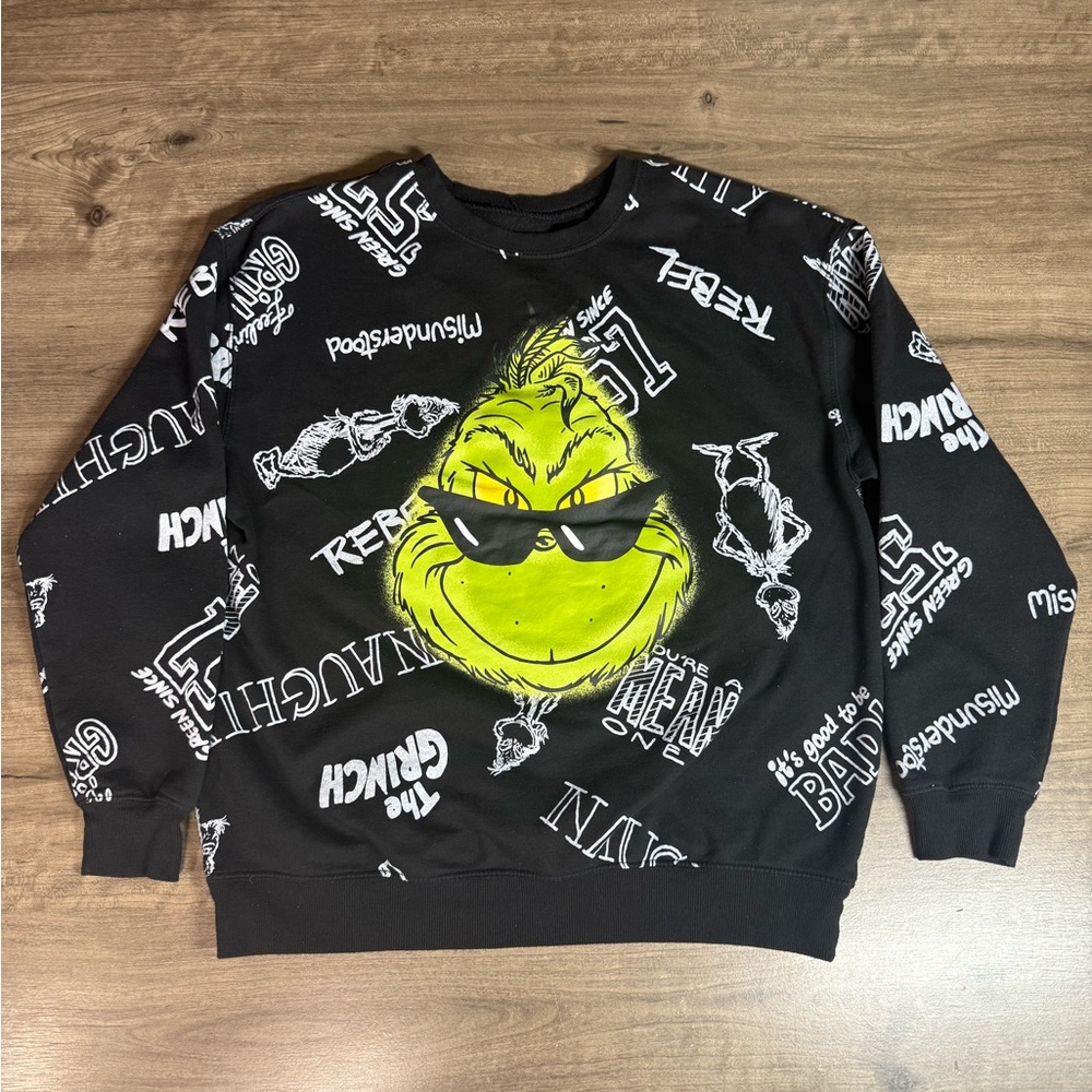 Dr. Seuss The Grinch Christmas Pullover Long Sleeve Crewneck Sweater Size Large - Picture 1 of 5